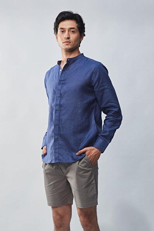 Vintage Indigo Linen Shirt