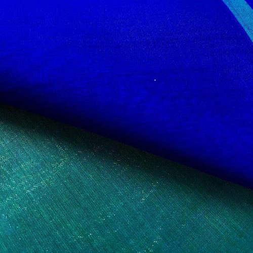 Peacock Green & Blue Dual Tone Maheshwari Saree