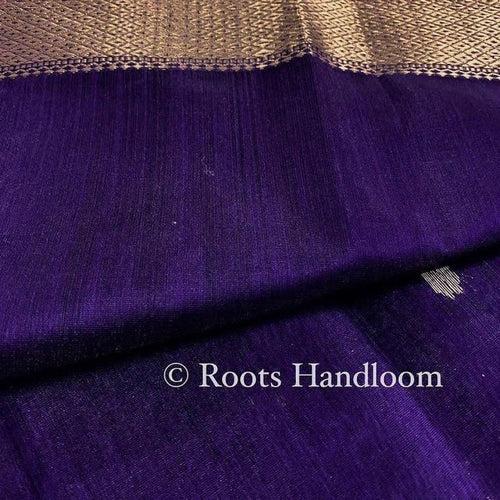 Dark Purple Maheshwari Saree with Flower Bootis all over