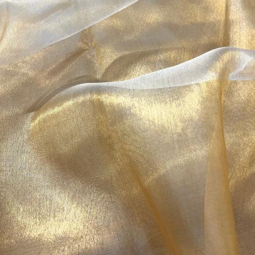 (Shop the look) Molten gold chanderi tissue silk saree with zari lines on pallu