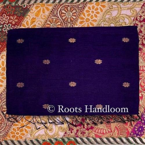 Dark Purple Maheshwari Saree with Flower Bootis all over