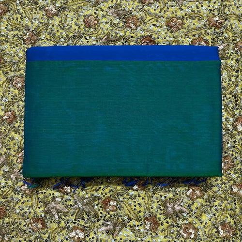 Peacock Green & Blue Dual Tone Maheshwari Saree