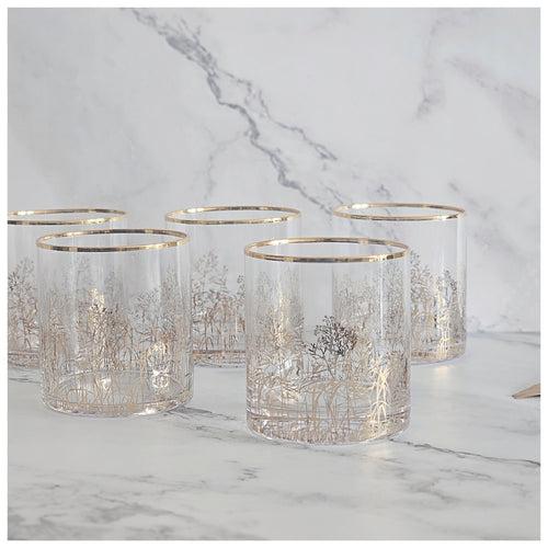 Tumbler - Set of 6 - Forest Gold Rim