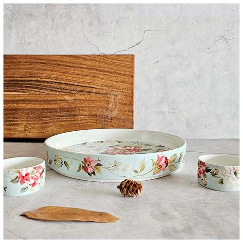 Ceramic - Dip Platter with 2 Matching Bowls - Spring Teal