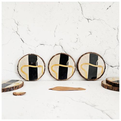 COASTERS - WOOD BARK (SET OF 6) - SABLE