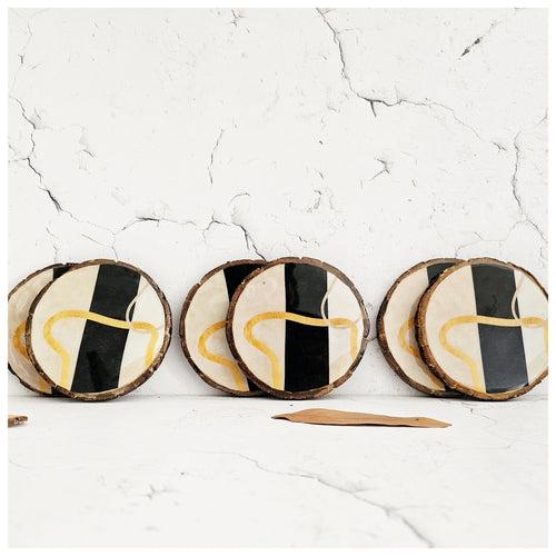 COASTERS - WOOD BARK (SET OF 6) - SABLE