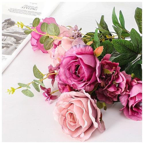 Flowers (Artificial) - Rose Bunch Pink