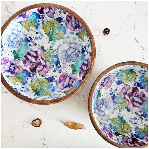 Wooden Multipurpose Bowls - Set of 2 - Iris Bloom