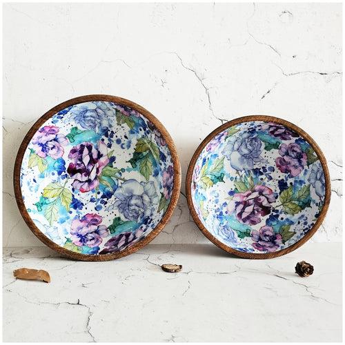 Wooden Multipurpose Bowls - Set of 2 - Iris Bloom