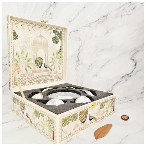 Porcelain - Macchiato Cup & Saucer Set of 12 Pieces in a Gift Box - Ash Grey