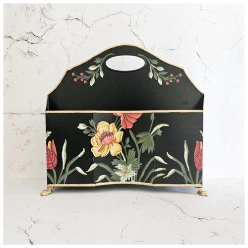 HAND PAINTED - MAGAZINE RACK SLIM DUAL SIDE - MIDNIGHT BLACK