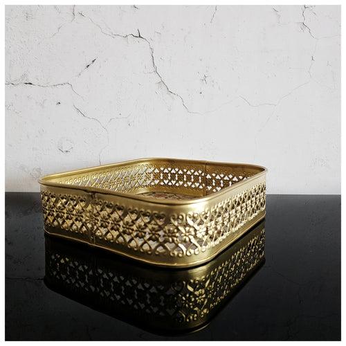 Serving Tray - Square - Laser Cut Metal - Mughal