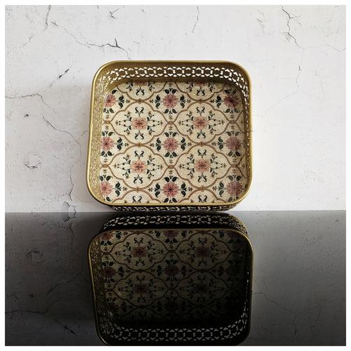 Serving Tray - Square - Laser Cut Metal - Mughal