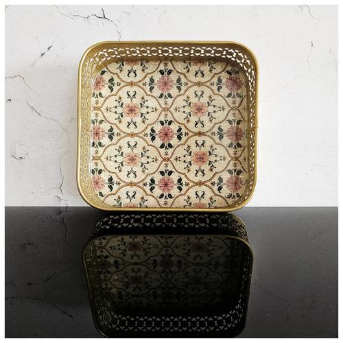 Serving Tray - Square - Laser Cut Metal - Mughal