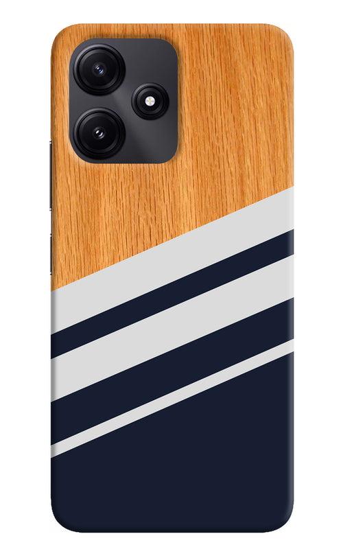 Blue and white wooden Poco M6 Pro 5G Back Cover