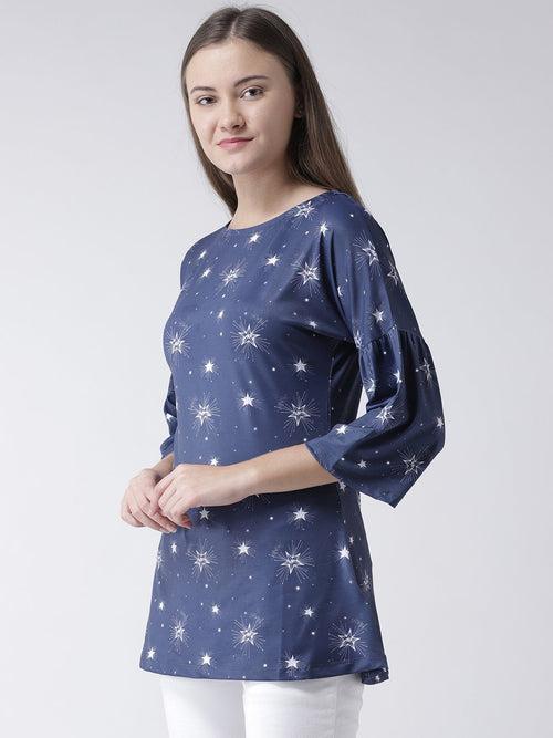 Blue Star Printed Flared Tunic