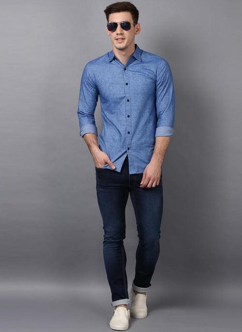 Two-Tone Shirt with Contrast Buttons