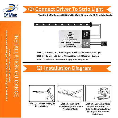 D'Mak 240 LED Strip Light Flexible with 10A Driver (5Meter)