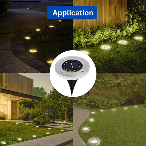 D'Mak Solar Disc Lights for Garden Waterproof LED Warm White Lamp