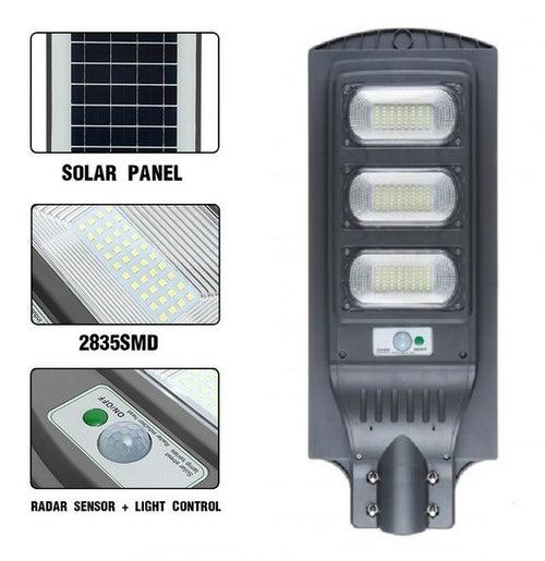 D'Mak Waterproof Solar Street Light with Integrated Solar Panel, LED Flood Light with Auto On/Off and Human Induction, IP65 Waterproof , Cool White , Metal