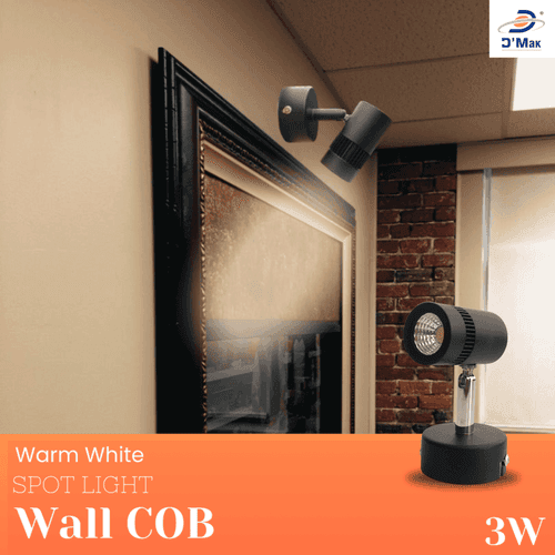 3 Watt Led Black Body Wall Light for focusing wall or photo frame