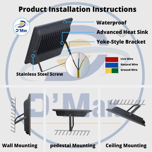 200 Watt Automatic Sensor System LED Down Chawk Flood Light Grey Body Waterproof IP65 For Outdoor Purposes