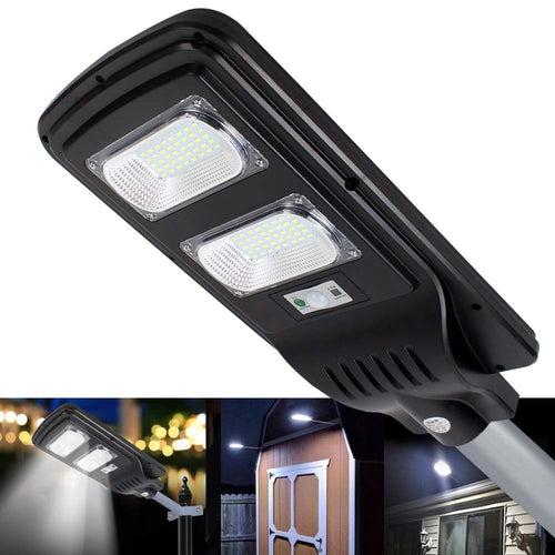 D'Mak Waterproof Solar Street Light with Integrated Solar Panel, LED Flood Light with Auto On/Off and Human Induction, IP65 Waterproof , Cool White , Metal