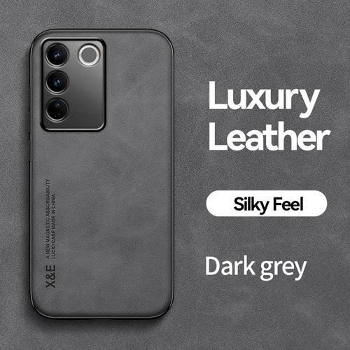 Raised Edges Grey Leather Case for Vivo V29