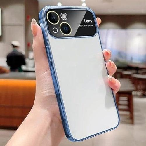 Luxury Plating Blue Camera Protection Transparent Case for Apple iphone 13