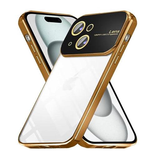 Luxury Plating Gold Camera Protection Transparent Case for Apple iphone 13