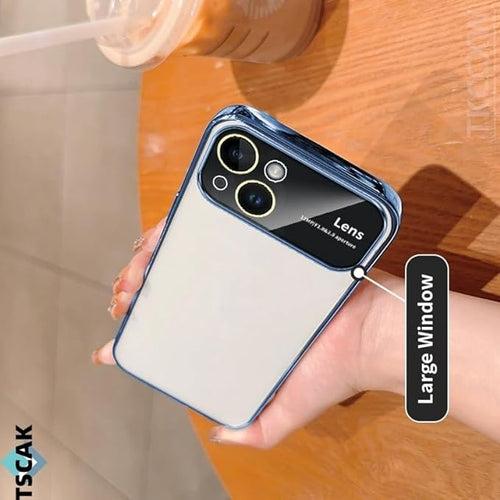 Luxury Plating Blue Camera Protection Transparent Case for Apple iphone 13