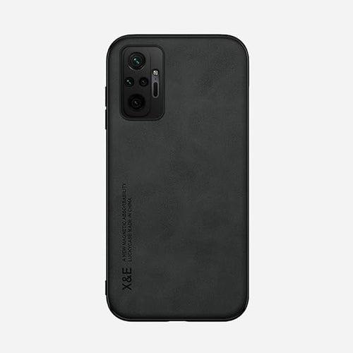 Raised Edges Black Leather Case for Redmi Note 10 Pro