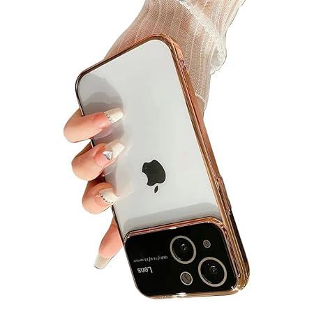 Luxury Plating Gold Camera Protection Transparent Case for Apple iphone 13