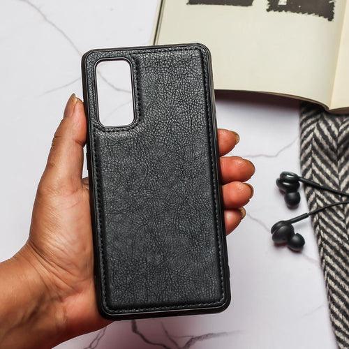 Puloka Black Leather Case for Samsung S20 Plus