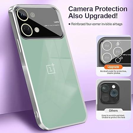 Luxury Plating SIlver Camera Protection Transparent Case for Oneplus Nord 3