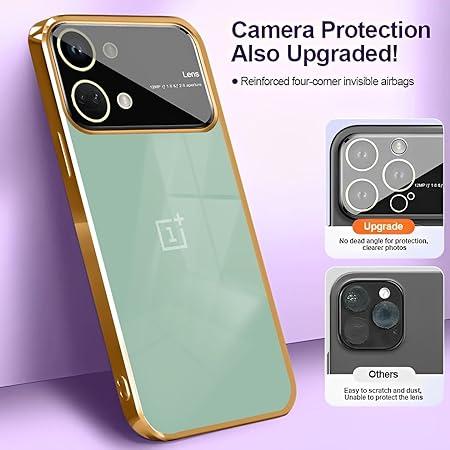 Luxury Plating Gold Camera Protection Transparent Case for Oneplus Nord 3