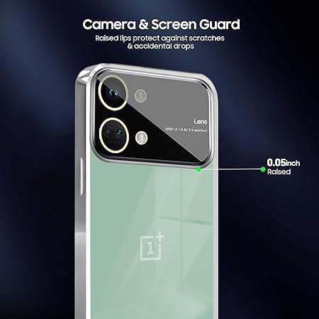 Luxury Plating SIlver Camera Protection Transparent Case for Oneplus Nord 3