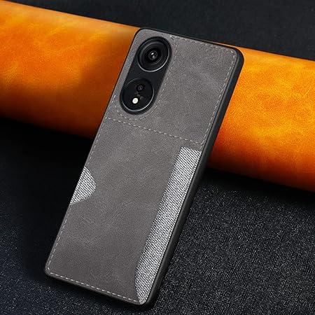 Raised Edges Grey Leather Case for Oppo Reno 8t