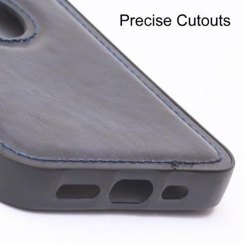 Puloka Dark Blue Logo cut Leather silicone case for Apple iPhone 12 Pro