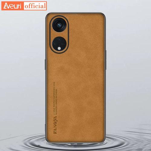 Raised Edges Brown Leather Case for Oppo Reno 8t