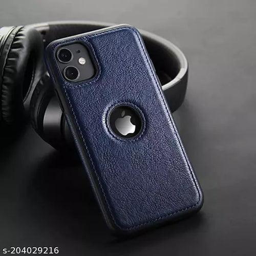 Puloka Dark Blue Logo cut Leather silicone case for Apple iPhone 12