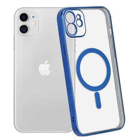 Blue 6D MagSafe Clear Transparent Silicone case for Apple iphone 11