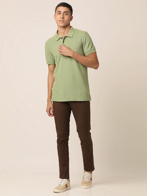 Meraki Green Polo Neck T-Shirt