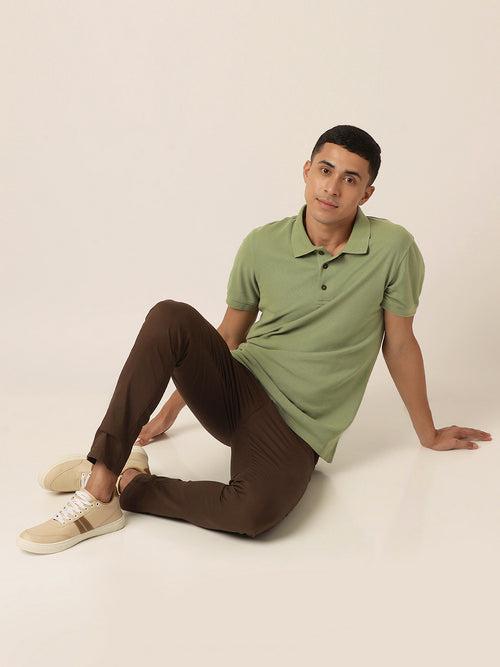 Meraki Green Polo Neck T-Shirt