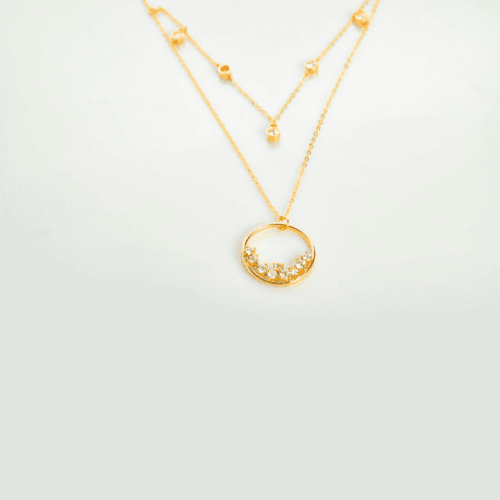 Double Chain Crystals Necklace - CA