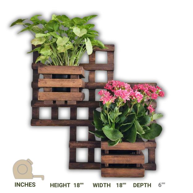 Wall Mounted Grid Planter - Square Double