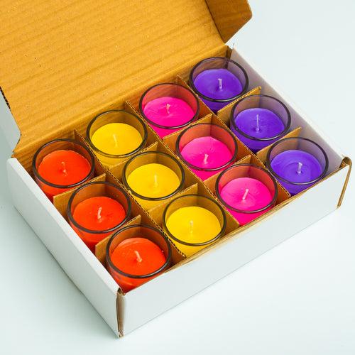 AuraDecor Set of 12 Fragrance Votive Glass Candles || Burn Upto 12 Hour