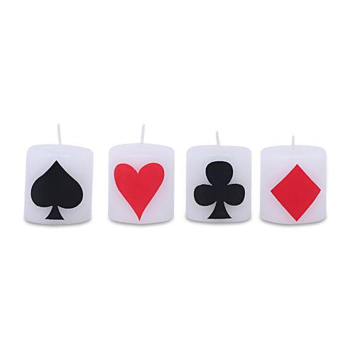 Playing Deck Pillar Candle Set – Hearts, Diamonds, Spades & Clubs