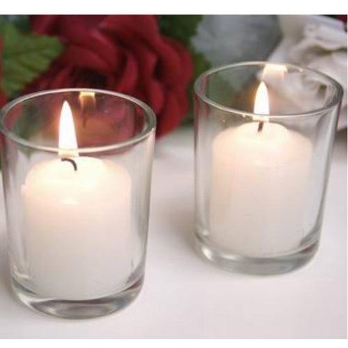 Set of 6 Glass Votive Candles Unscented ( With Glass )