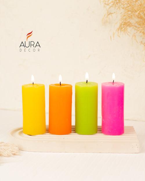 Mini Pillar Candles Set of 4 ( Fragrance )